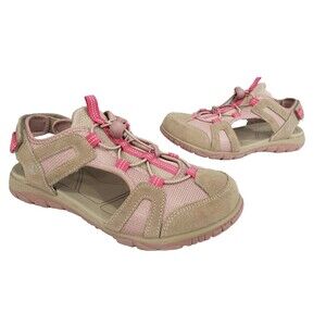 NEW Lands End Sport Sandal Women 7B Sport Hiking Closed Toe Pink Suede Walking